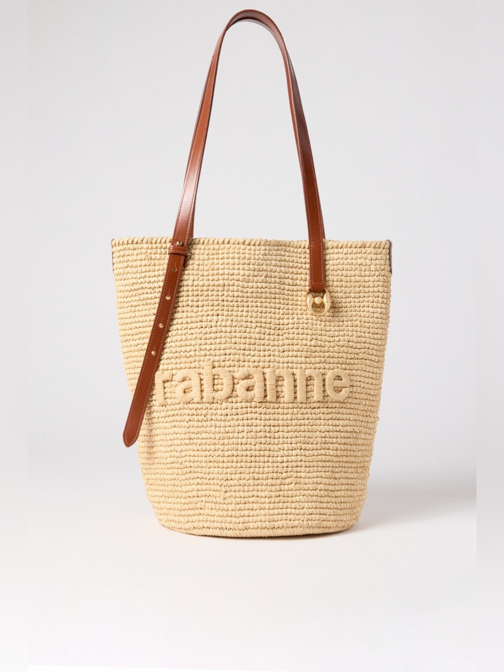 Paco Rabanne Natural Woven Tote with Brown Leather Straps - Picture 2 of 10